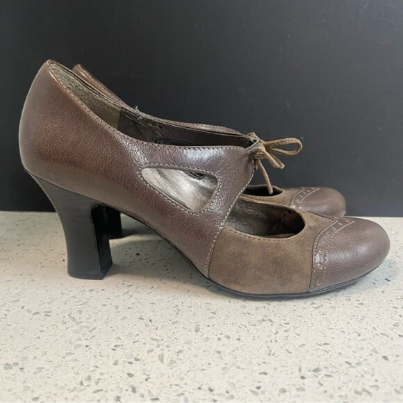 NATURALIZER N5 Comfort Annabelle Leather Suede Brown Pumps 3 Heels Slip On - Picture 5 of 11